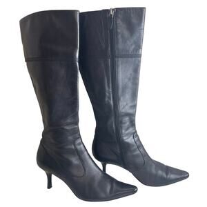 Circa Joan & David CJDenton Black Leather Knee High Boots 7.5M